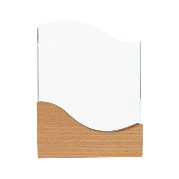 A74-00-1 Trofeo Galvano de Madera y Cristal "Wave"