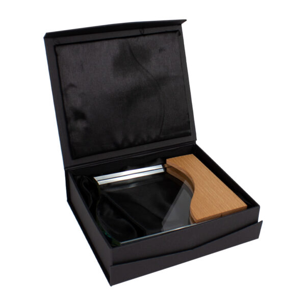 A74-00-3 Trofeo Galvano de Madera y Cristal "Wave"