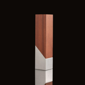 A92.PP_ Bloque Trofeo de Acero y Madera "LUKAS"