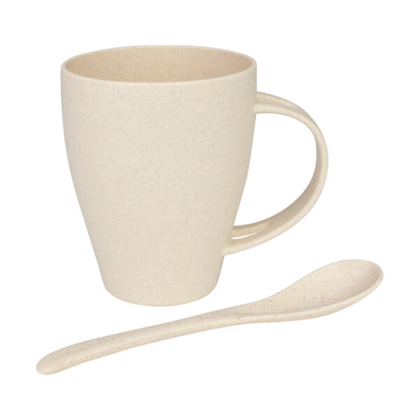 B76-4 Mug de caña de Trigo con Cuchara 400cc