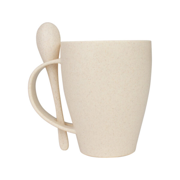 B76-8 Mug de caña de Trigo con Cuchara 400cc