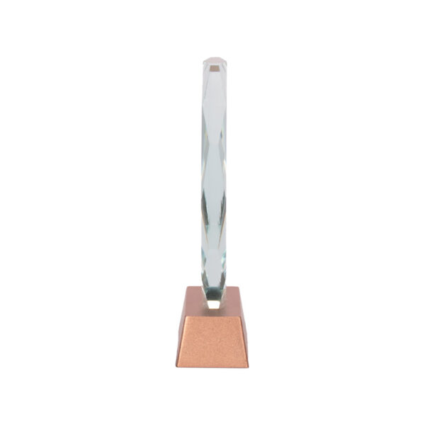 Trofeo Galvano de Cristal "RUNE" con base encobrizada.