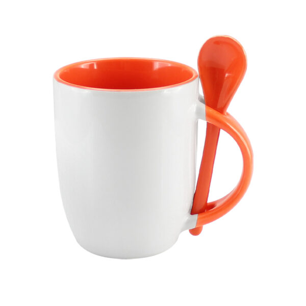 Y2-naranja Tazón Cerámico 330cc Sublimación con Cuchara
