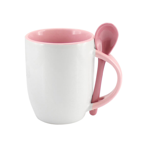 Y2-rosado Tazón Cerámico 330cc Sublimación con Cuchara