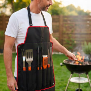 h5-2026 Delantal BBQ con 9 Herramientas